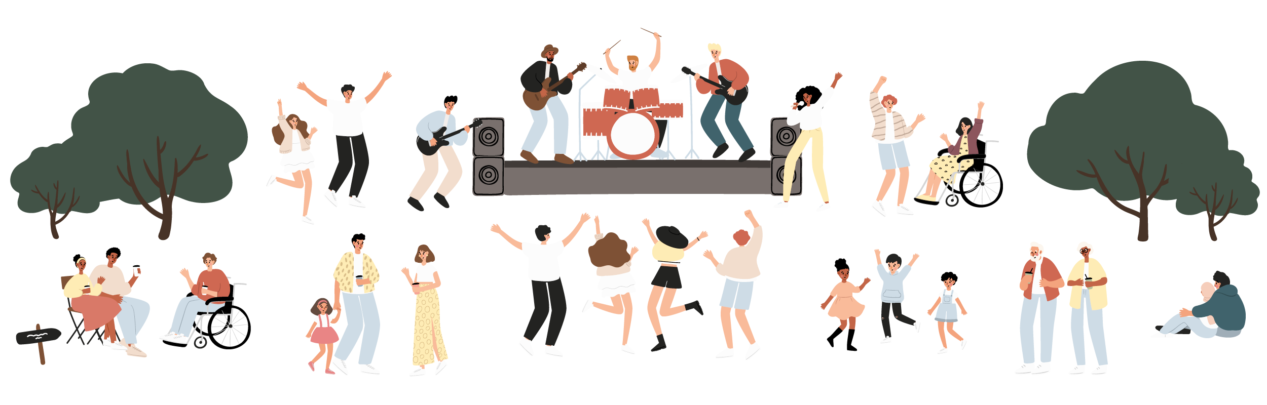 野外コンサートを楽しむ人々