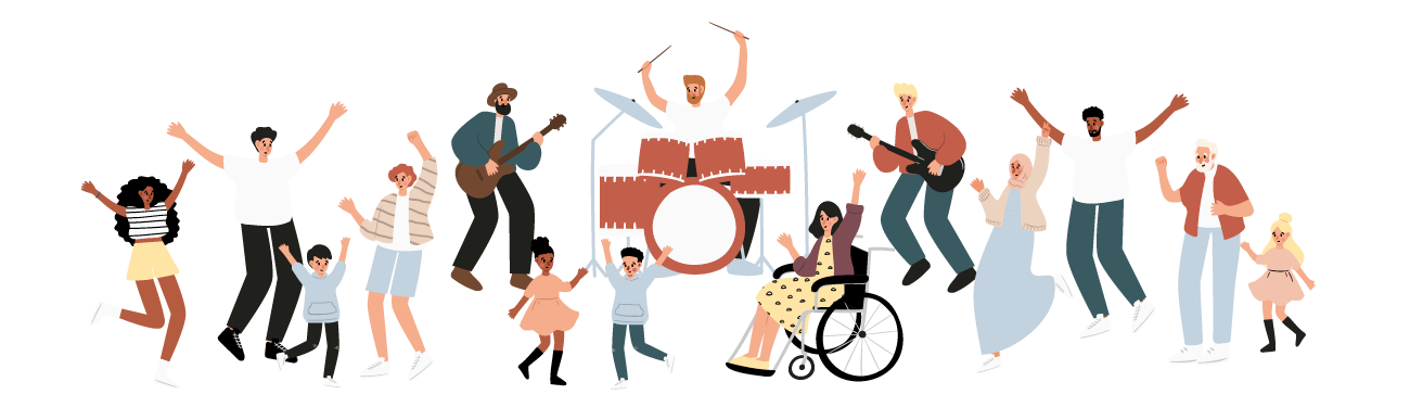 音楽エンターテインメントを楽しむ人々